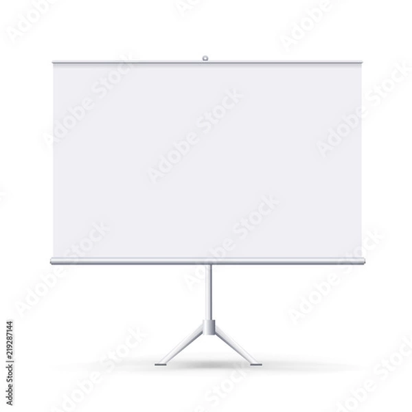 Fototapeta Vector realistic blank flipchart isolated on white clean background. White horizontal roll up banner for presentation, corporate training and briefing. Vector mockup.