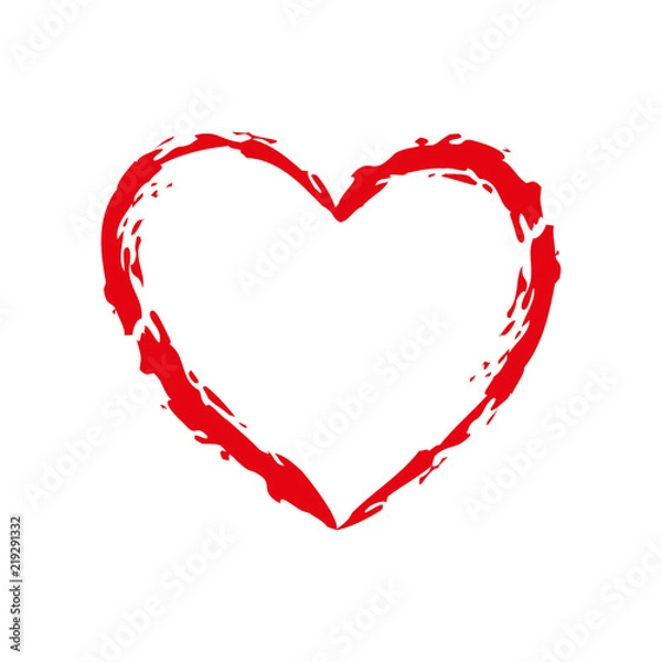 Fototapeta Heart shape frame with brush painting isolated on white background, Vector