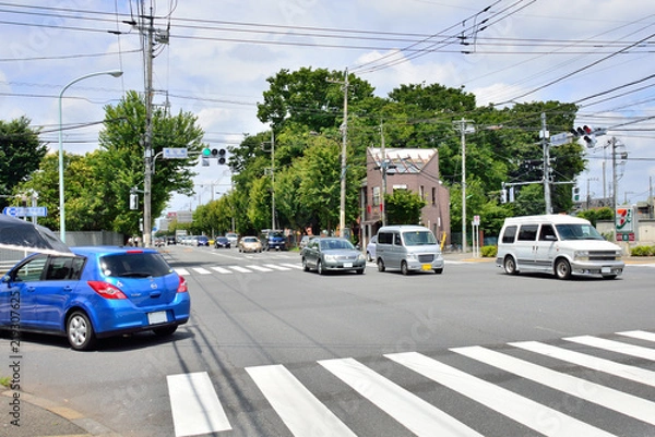Fototapeta 新青梅街道と新小金井街道が交わる滝山南交差点（東京都小平市）