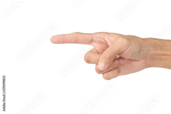 Obraz action hand on white background