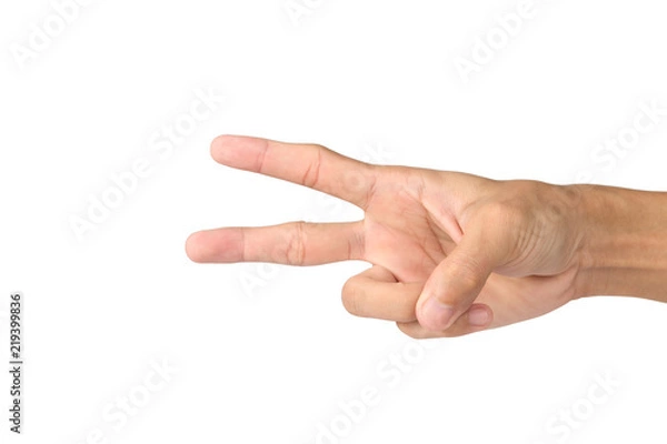 Obraz action hand on white background