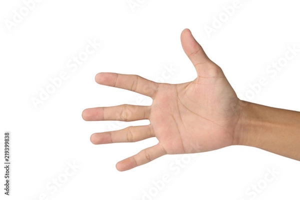 Obraz action hand on white background