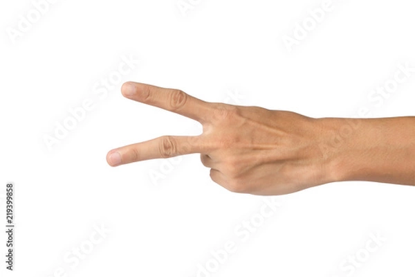 Obraz action hand on white background
