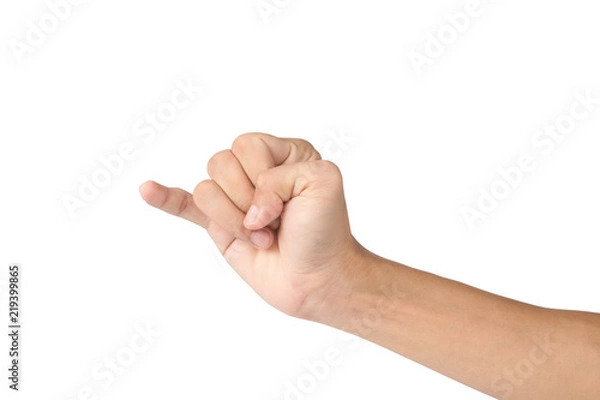Obraz action hand on white background
