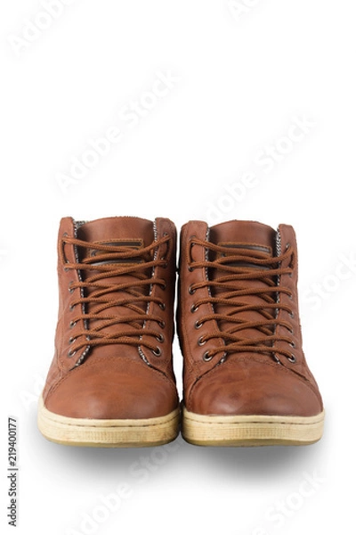Obraz brown boot with isolated on white background