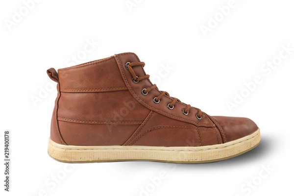 Obraz brown boot with isolated on white background