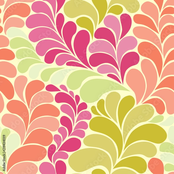Fototapeta Abstract botanic hippie 60s seamless vector pattern