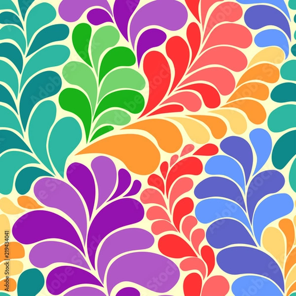 Fototapeta Abstract vibrant hippie 60s seamless vector pattern