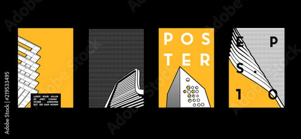 Fototapeta Architecture conceptual drawings. Colorful backgrounds. Applicable for Banners, Placards, Posters, Flyers. Vector illustration.