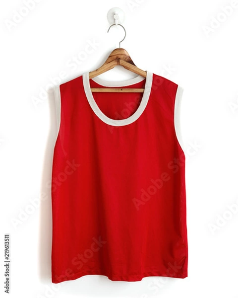 Fototapeta Blank basketball jersey hanging on a white background.