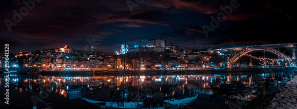 Obraz luces nocturnas de la ciudad de oporto