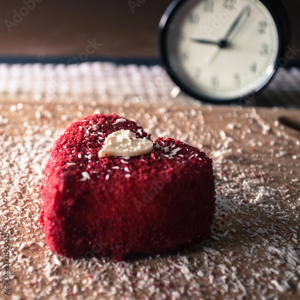 Obraz Red delicious cake and hour