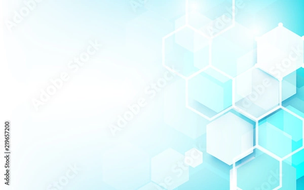 Fototapeta Abstract blue technology digital hi tech hexagons concept background