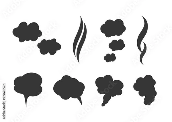 Fototapeta Smoke vector clouds. Fog and steam cartoon vector illustration