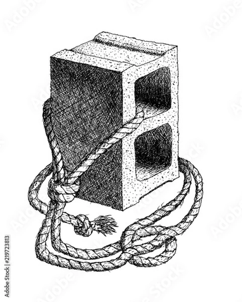 Fototapeta Cinder Block and Rope