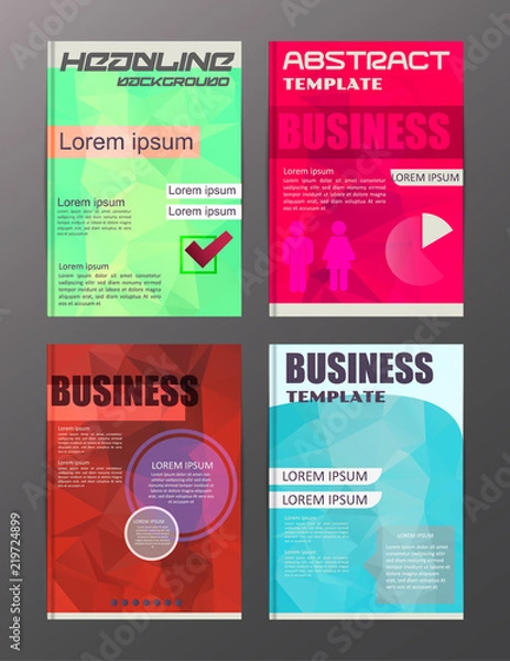 Fototapeta flyer design business and technology  icons, creative template design for presentation, poster, cover, booklet, banner.