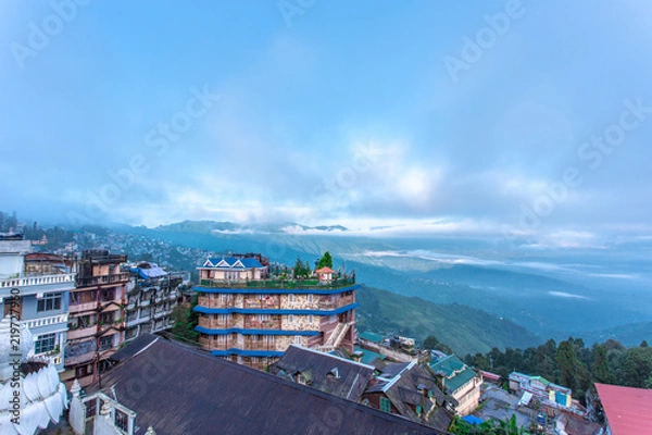 Obraz インド、ダージリンの街並み。インド旅行