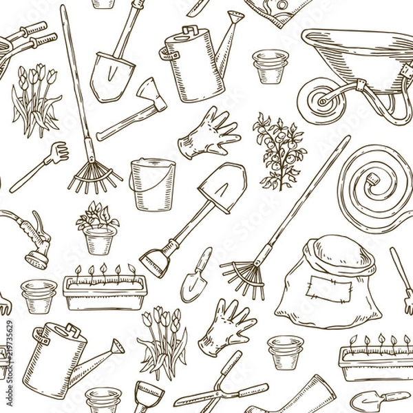 Obraz Graden Seamless Pattern for Coloring