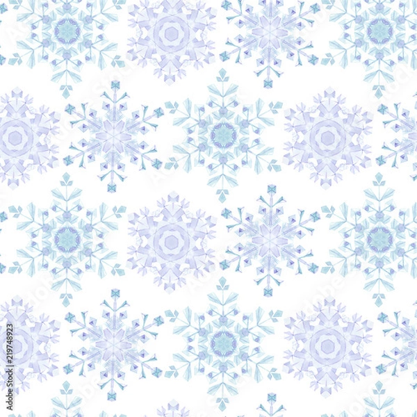 Fototapeta New Year seamless patterns, painted in hand-made water-colors, New Year's attributes and toys, New Year's atmosphere of fun, suitable for printing, truly seamless, of high quality, drawn in a realisti