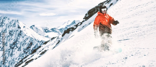 Fototapeta Winter time in Alps and free space for your decoration. 