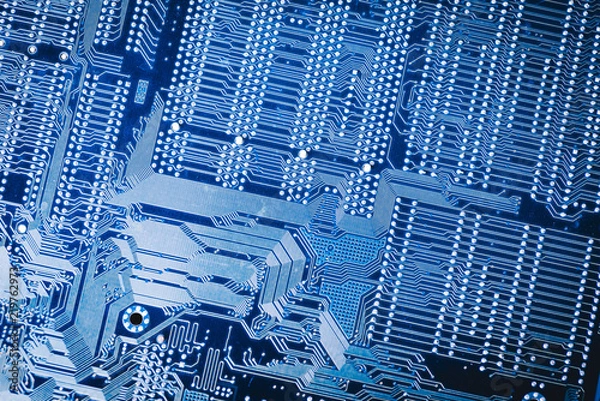 Obraz Circuit board. Electronic computer hardware technology. Shallow depth of field