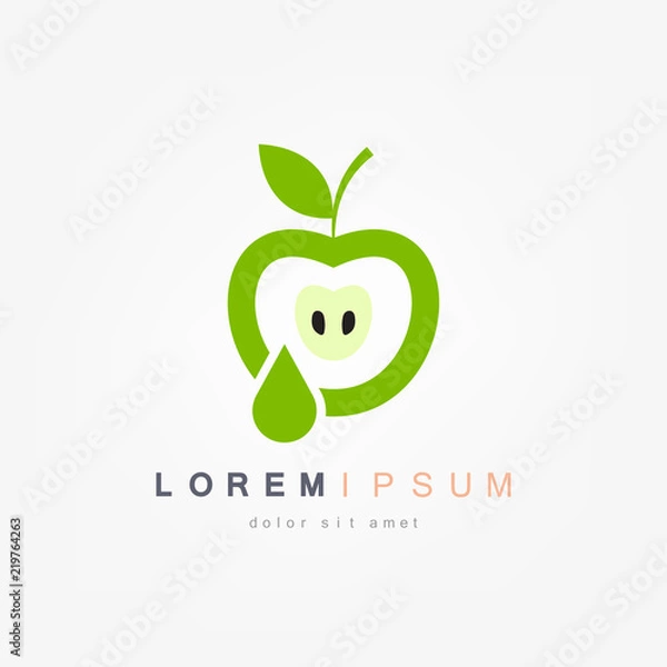 Obraz Apple juice. Fresh fruit, vector icon