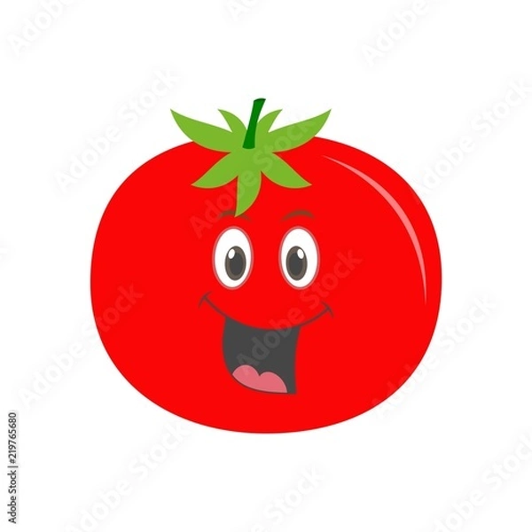 Fototapeta Cute vegetable tomato cartoon character isolated on white background 