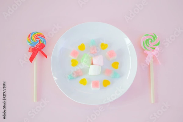 Obraz グミ　キャンディー　スイーツ　ロリポップ　カラフル　パステル　ゆめかわいい　女子