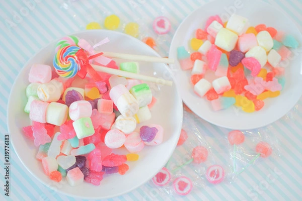 Obraz グミ　キャンディー　スイーツ　ロリポップ　カラフル　パステル　ゆめかわいい　女子