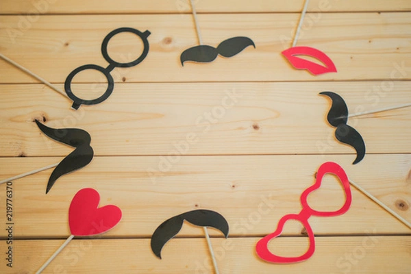 Obraz ひげ　スティック　口　めがね　アート