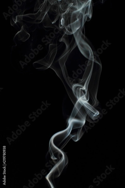 Obraz  White smoke texture on black background