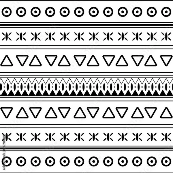 Fototapeta Seamless linear  pattern isolated on white background.