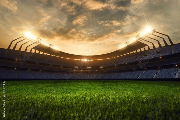Obraz Renderowania 3D wieczorem pusty stadion