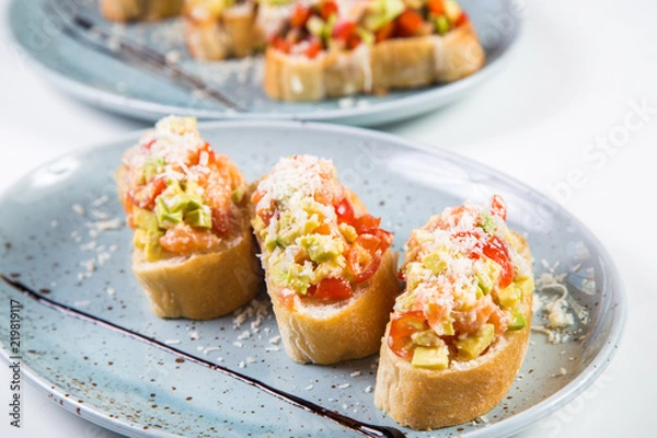 Obraz vegetarian bruschettas in studio