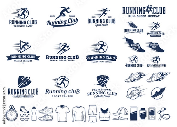 Fototapeta Running logo, icons and design elements