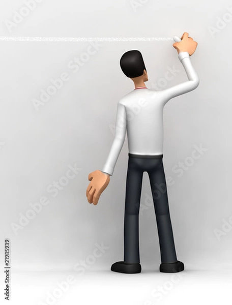 Fototapeta Businessman writes on the wall