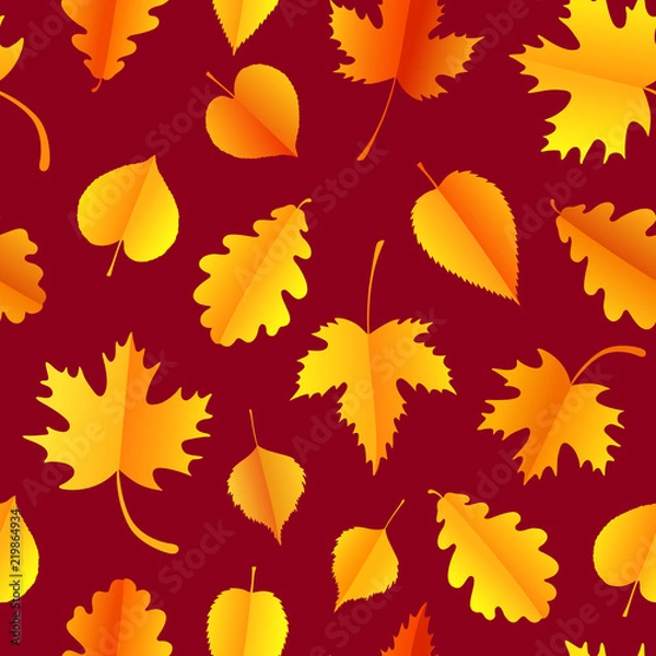 Fototapeta Seamless pattern with colorful autumn leaves