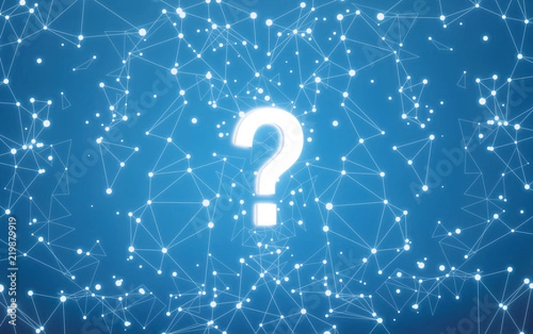 Obraz question mark interface on blue network background