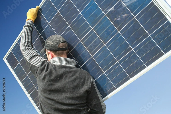 Obraz Solarzelle Arbeiter