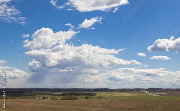 Obraz Rural landscape with storm clouds, dramatic sky