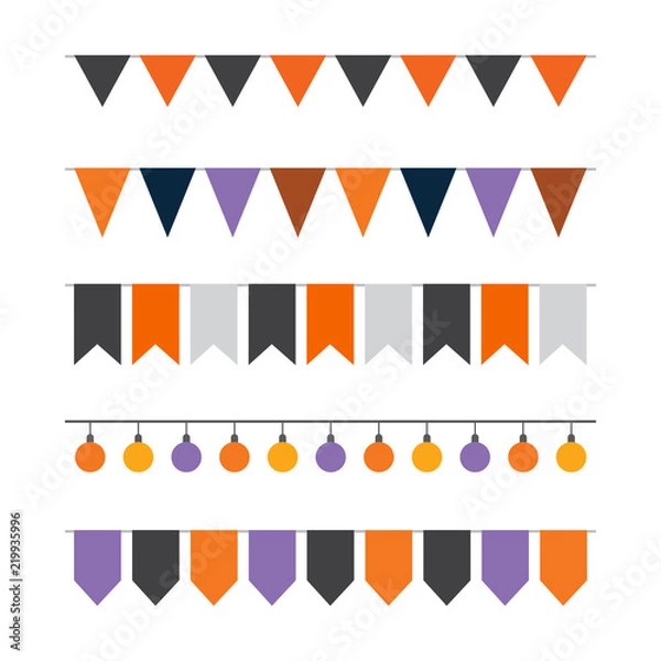 Fototapeta Halloween party flags set