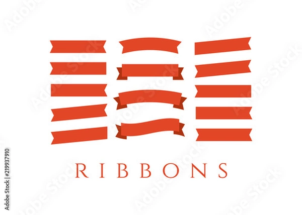 Fototapeta Flat vector ribbons banners flat. Banner ribbon vector set