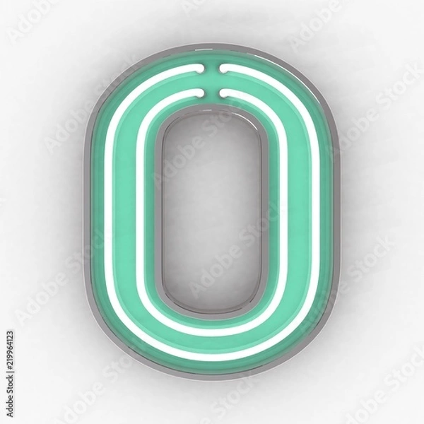 Fototapeta neon sign number 0 3d render