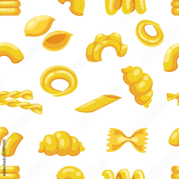 Fototapeta Seamless pattern. Flat various macaroni. Vector illustration on white background