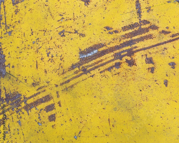 Obraz Worn yellow paint on metal sheet texture background