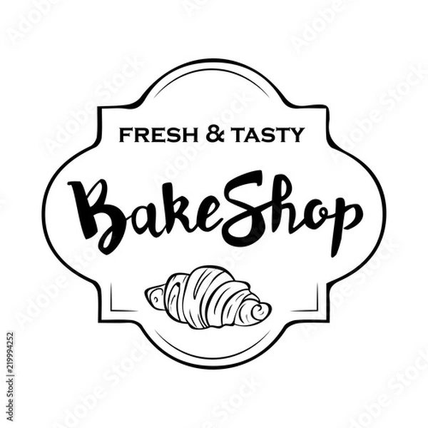 Fototapeta A signboard, a logo, a template for a bakeshop, a bread store, an element of decor. Fresh bread and pastries. Vector