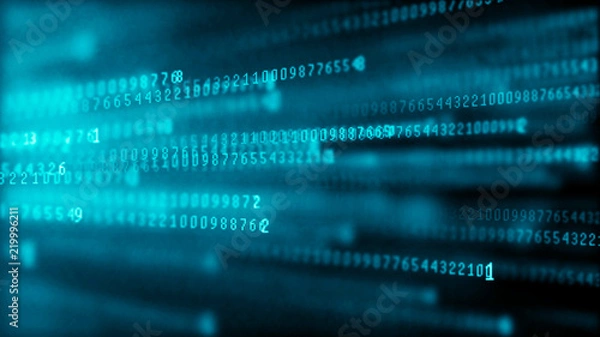 Fototapeta Binary code abstract technology background. Big data. Coding or hacker concept. Binary code. Computer techologies.