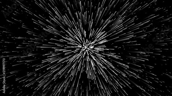 Fototapeta Hyper jump. Abstract geometric background. Circular geometric pattern. Starburst dynamic lines.