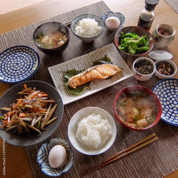 Obraz 伝統的な日本の朝ごはん　和食　