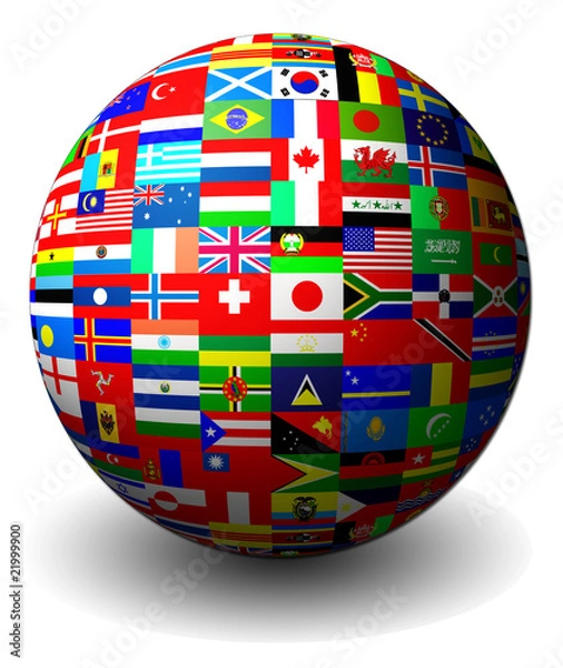 Obraz Flags of countries set in a sphere